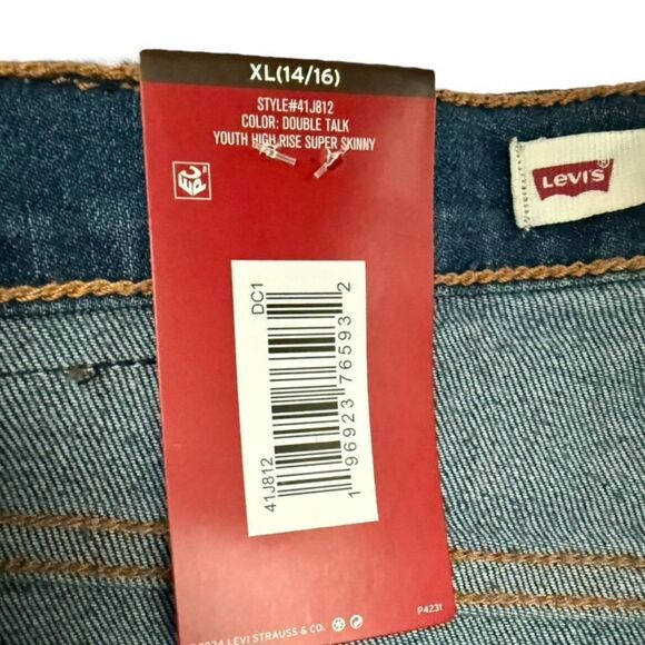 Distressed Blue Jeans Levi’s 720 Double Talk High Rise Super Skinny Denim Jean - Picture 4 of 8